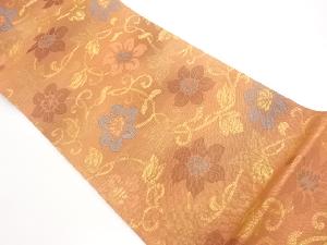  紗 花唐草模様織出し袋帯